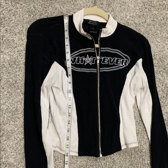 Sweet Society Hot Topic Whatever Y2K Style Ribbed Long Sleeve Zip Up Top - Picture 6 of 7